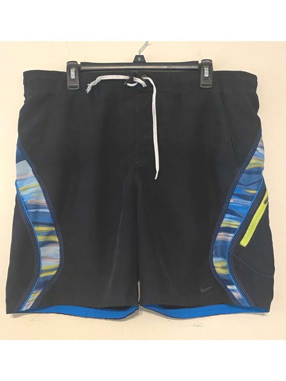 Men's Nike Blue/Black Lined 3-Pocket Swim Trunks Size Medium 8" Inseam